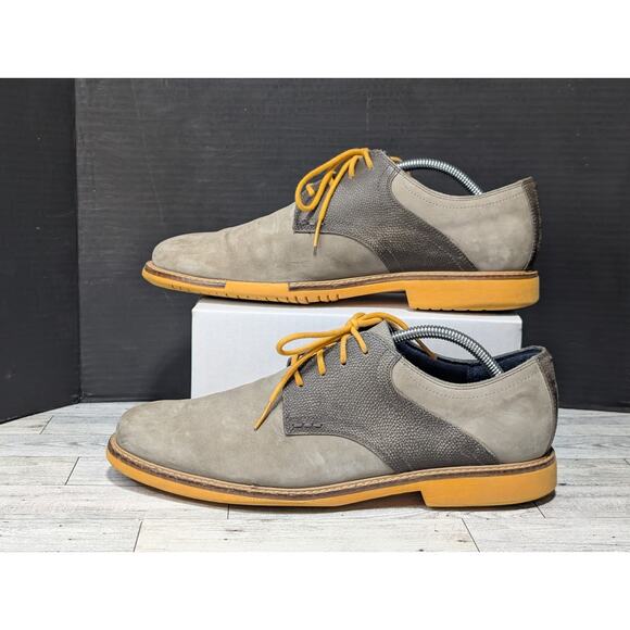 Cole Haan Great Jones Saddle Oxford Grey And Yellow Men Size 10 Dress / Casual - Picture 3 of 8